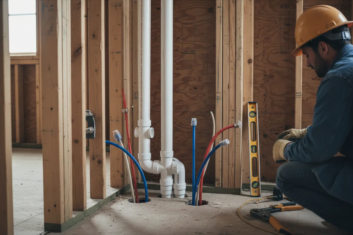 Drain and supply rough-in during Leak Detection in West Bloomfield