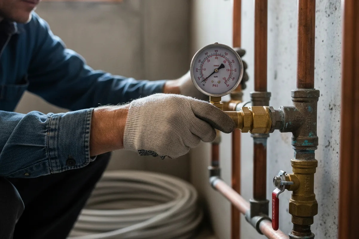 Pressure testing a repaired line during Water Line Repair in West Bloomfield